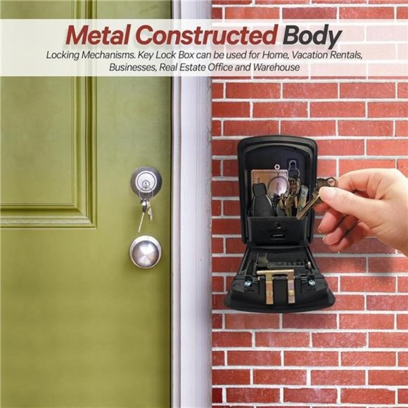 XXL Key Lock Box Wall Mount for Keys 4 Digit Combination with Resettable Code - Picture 3 of 5